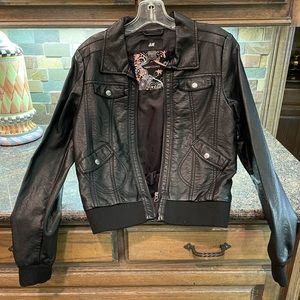 Like new.- black faux leather jacket - youth size 14